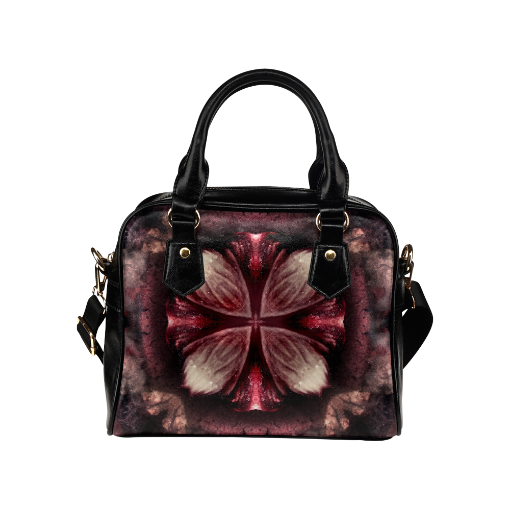 burgundy fractal shoulder handbag Shoulder Handbag (Model 1634)
