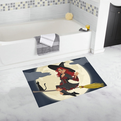 Funny Witch and Cat Bath Rug 20''x 32''