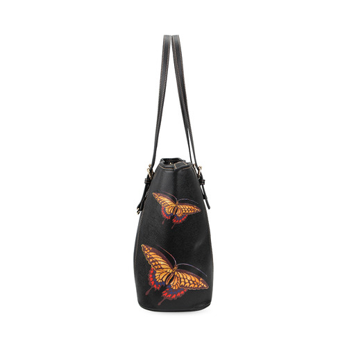 Swallowtail Small Black Tote Leather Tote Bag/Small (Model 1640)