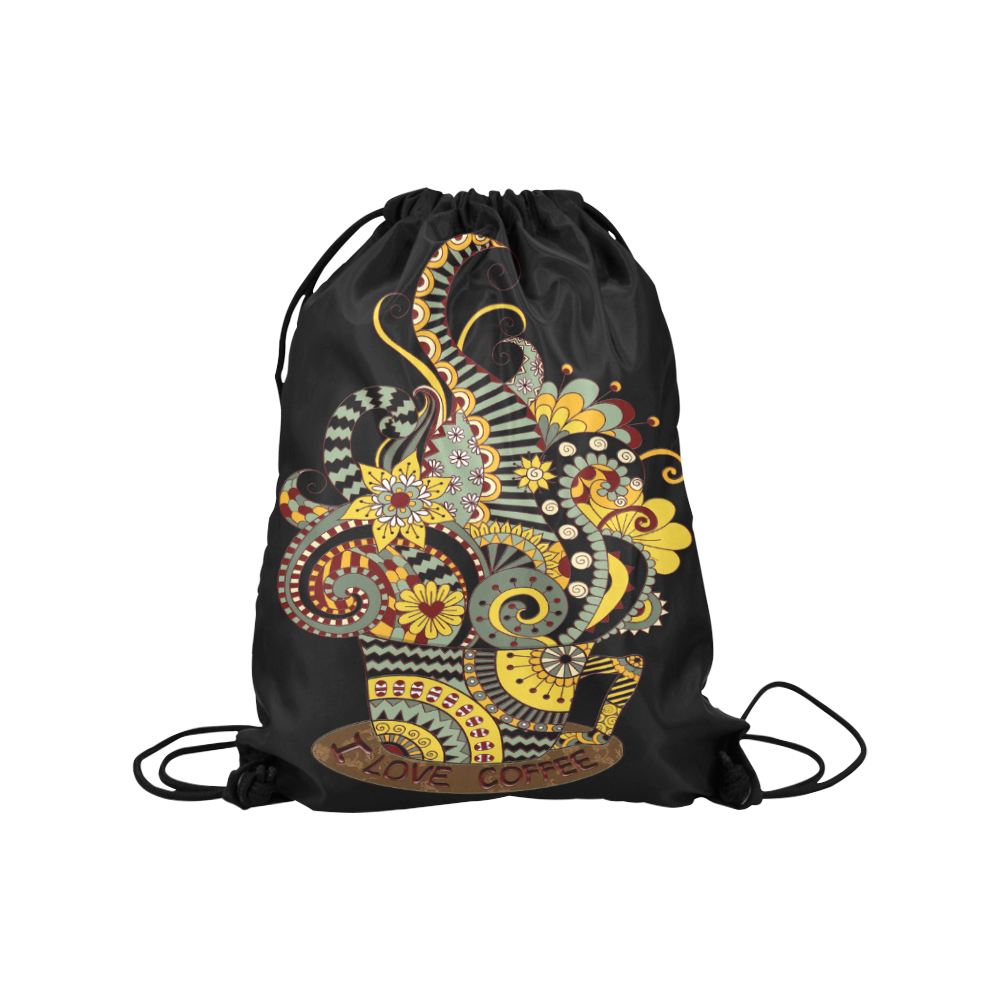 I love coffee Medium Drawstring Bag Model 1604 (Twin Sides) 13.8"(W) * 18.1"(H)