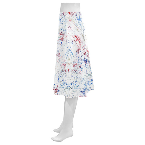 Scratchy Red White & Blue Mnemosyne Women's Crepe Skirt (Model D16)