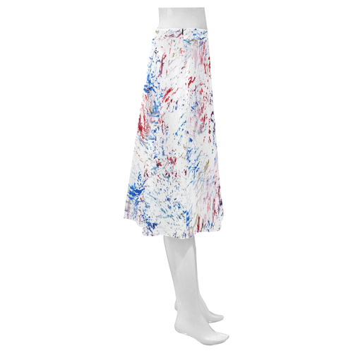 Scratchy Red White & Blue Mnemosyne Women's Crepe Skirt (Model D16)