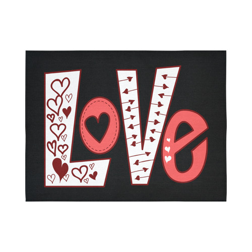 Love Cute Red White Heart Graphic Cotton Linen Wall Tapestry 80"x 60"