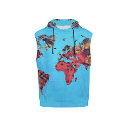 map of the world All Over Print Sleeveless Hoodie for Kid (Model H15)