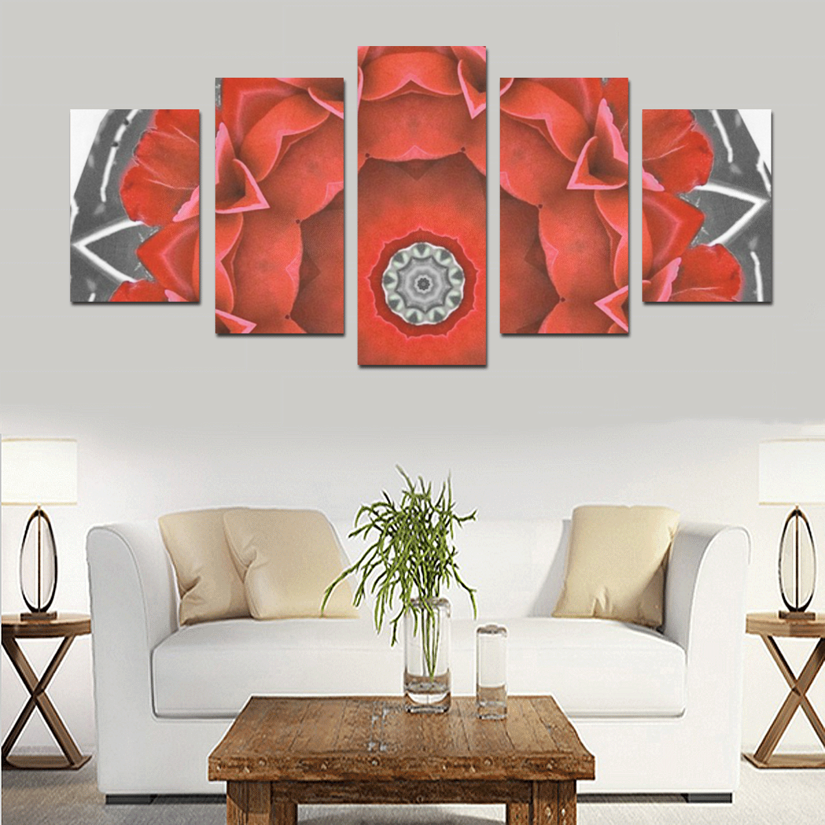 Rose Mandala Canvas Set by Martina Webster Canvas Print Sets D (No Frame)