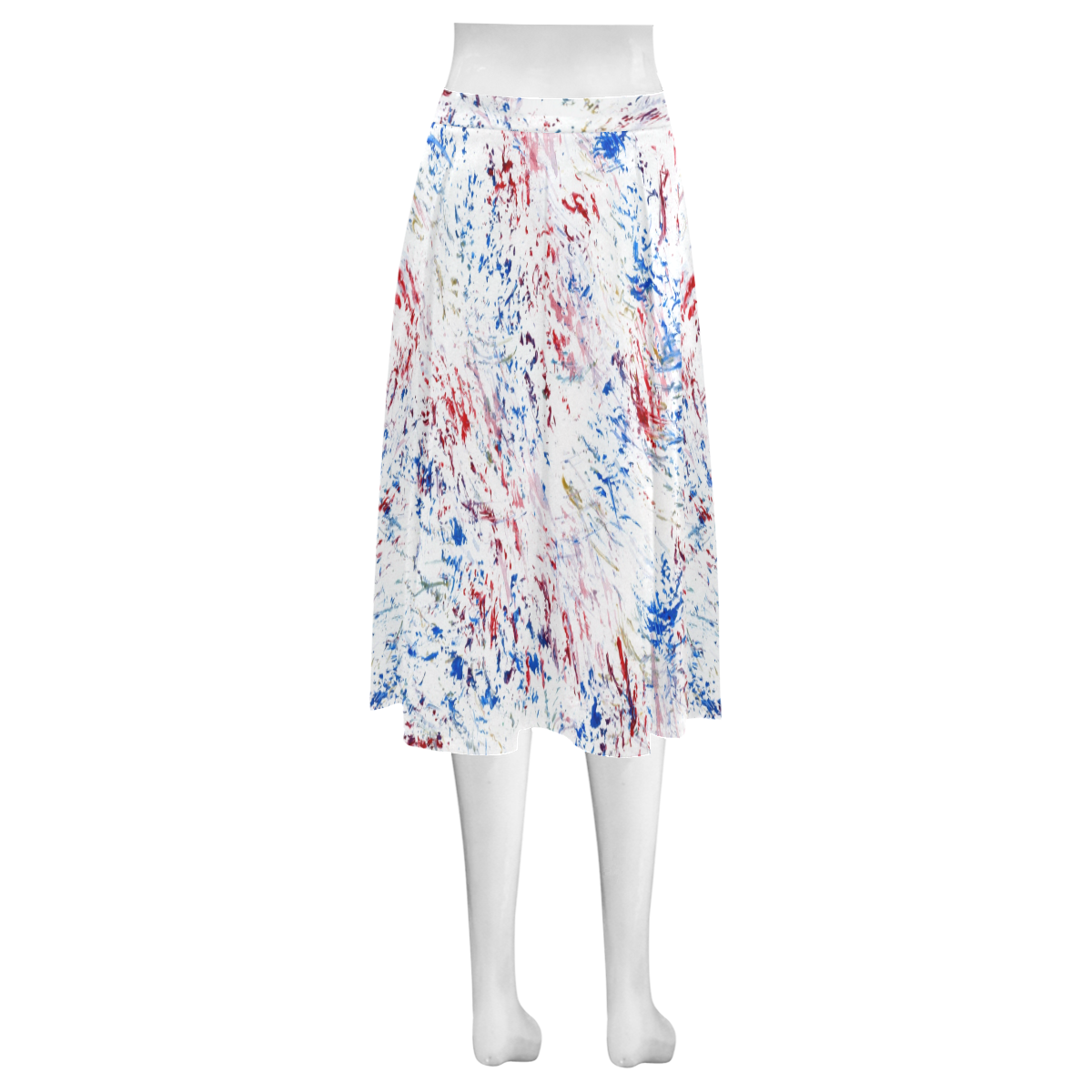 Scratchy Red White & Blue Mnemosyne Women's Crepe Skirt (Model D16)