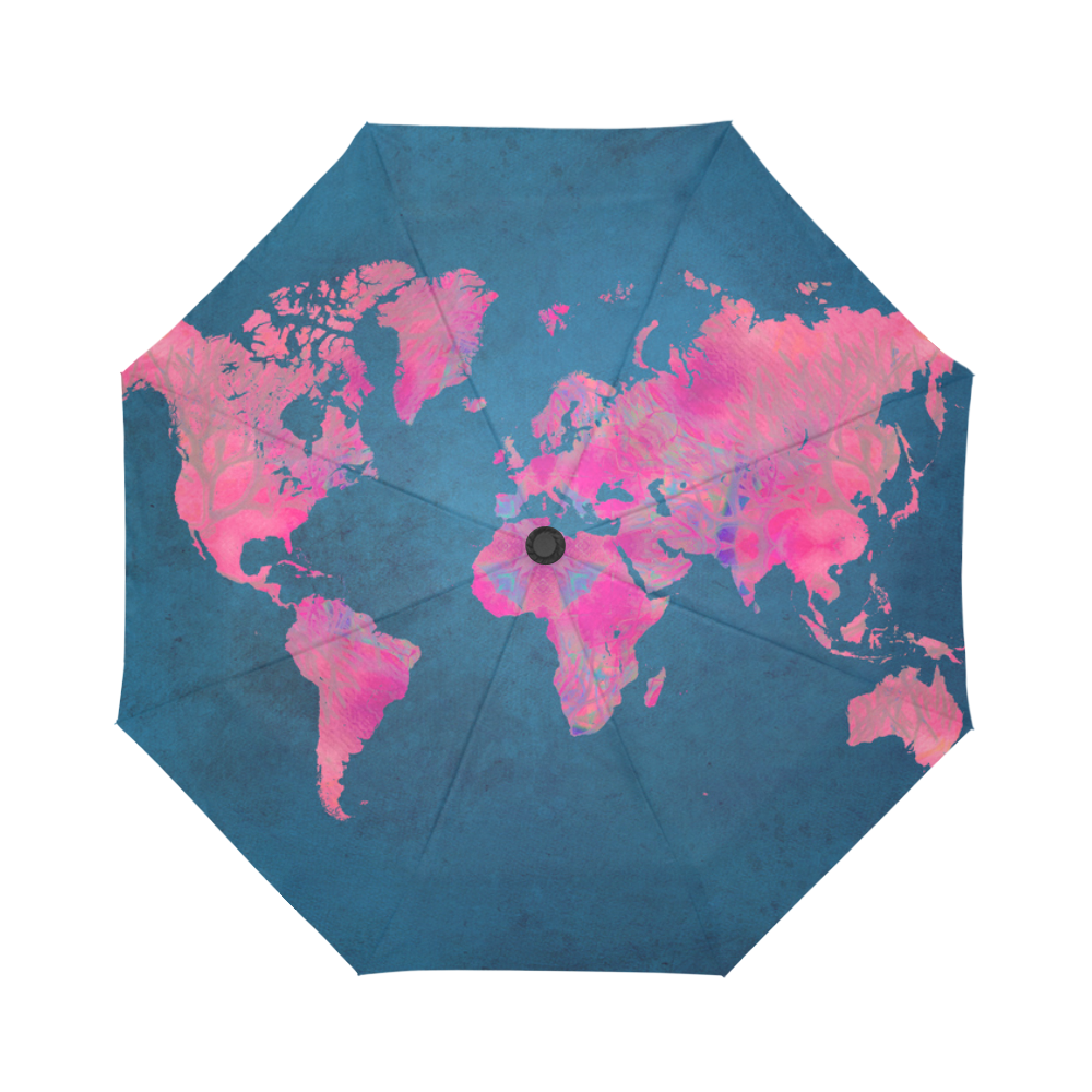 map of the world Auto-Foldable Umbrella (Model U04)