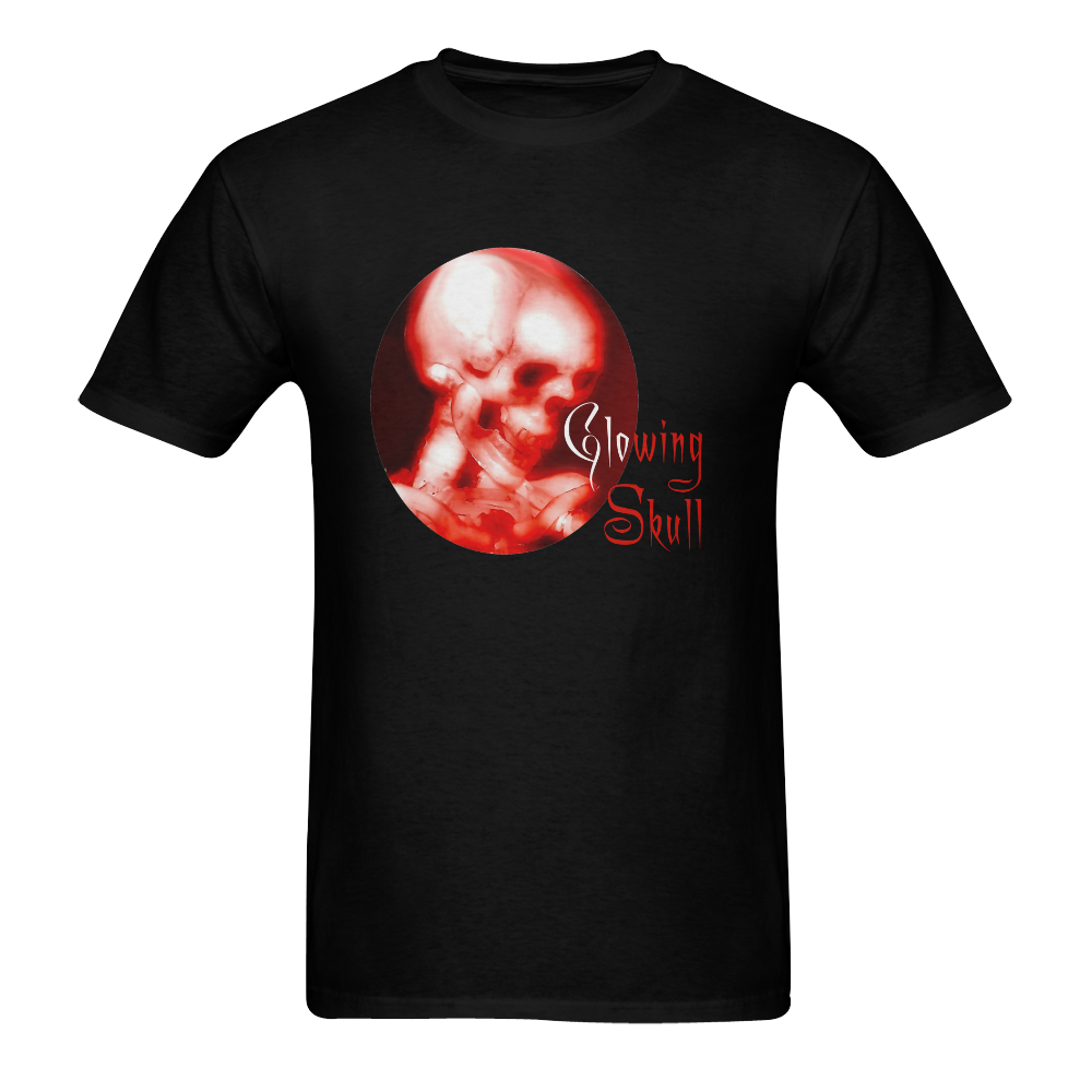 glowing skull black tshirt Men's T-Shirt in USA Size (Two Sides Printing)