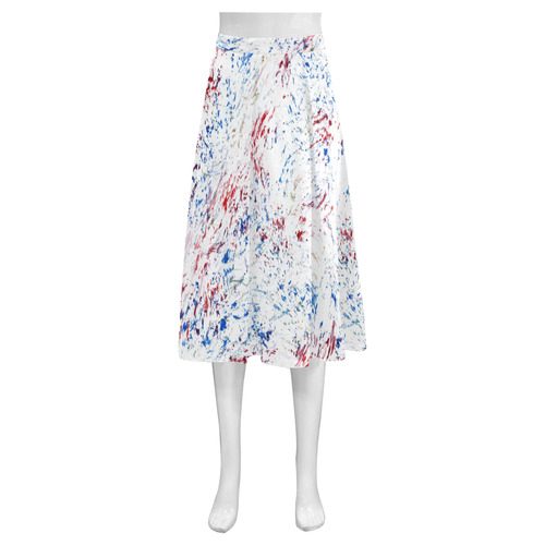 Scratchy Red White & Blue Mnemosyne Women's Crepe Skirt (Model D16)