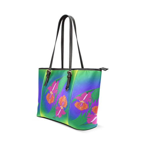 Iris Peacock Rainbow Small Tote Leather Tote Bag/Small (Model 1640)