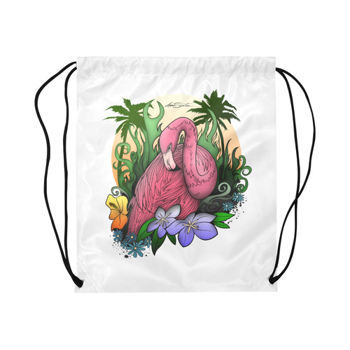 Flamingo Large Drawstring Bag Model 1604 (Twin Sides)  16.5"(W) * 19.3"(H)