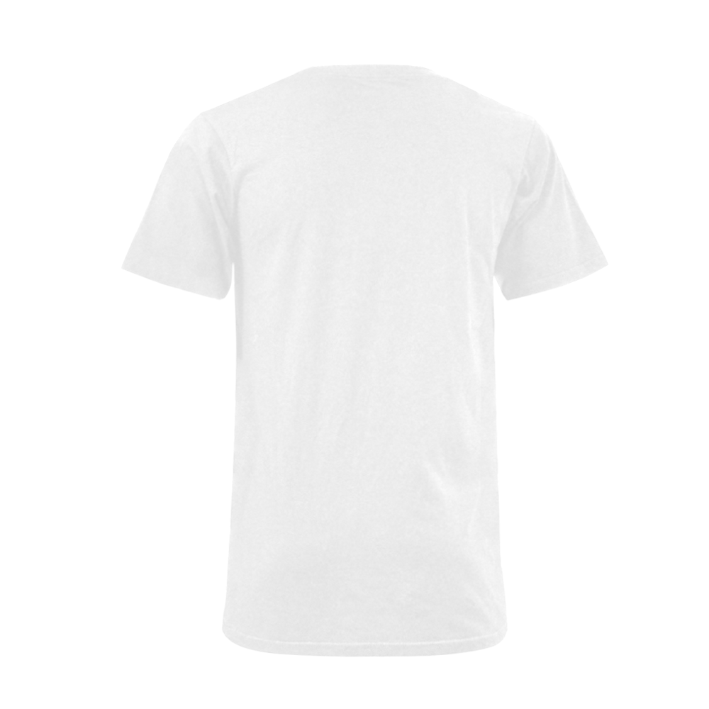glowing skull v neck tshirt white Men's V-Neck T-shirt  Big Size(USA Size) (Model T10)