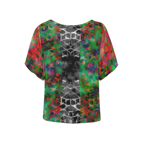 Field of Psychedelic Nightmares Women's Batwing-Sleeved Blouse T shirt (Model T44)