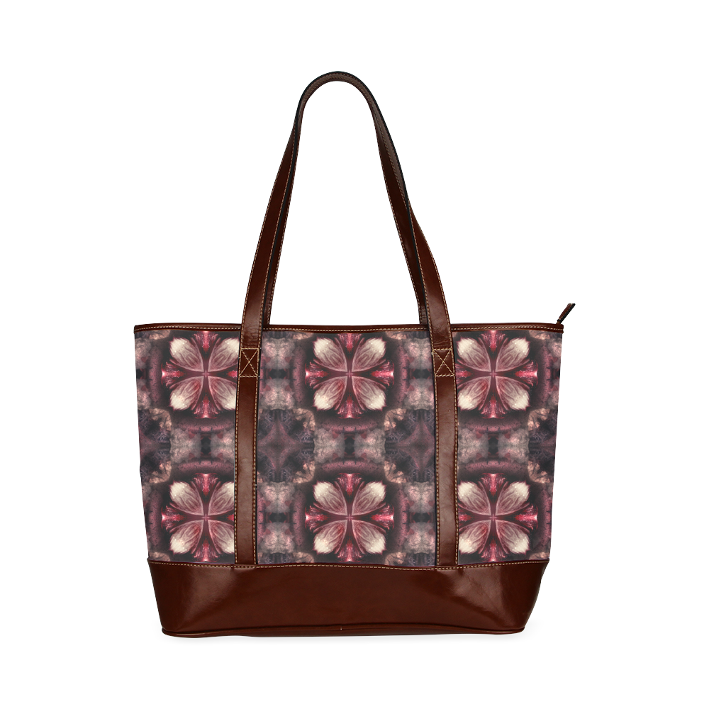 burgundy fractal tile tote handbag Tote Handbag (Model 1642)