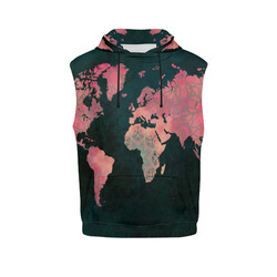 map of the world All Over Print Sleeveless Hoodie for Men (Model H15)