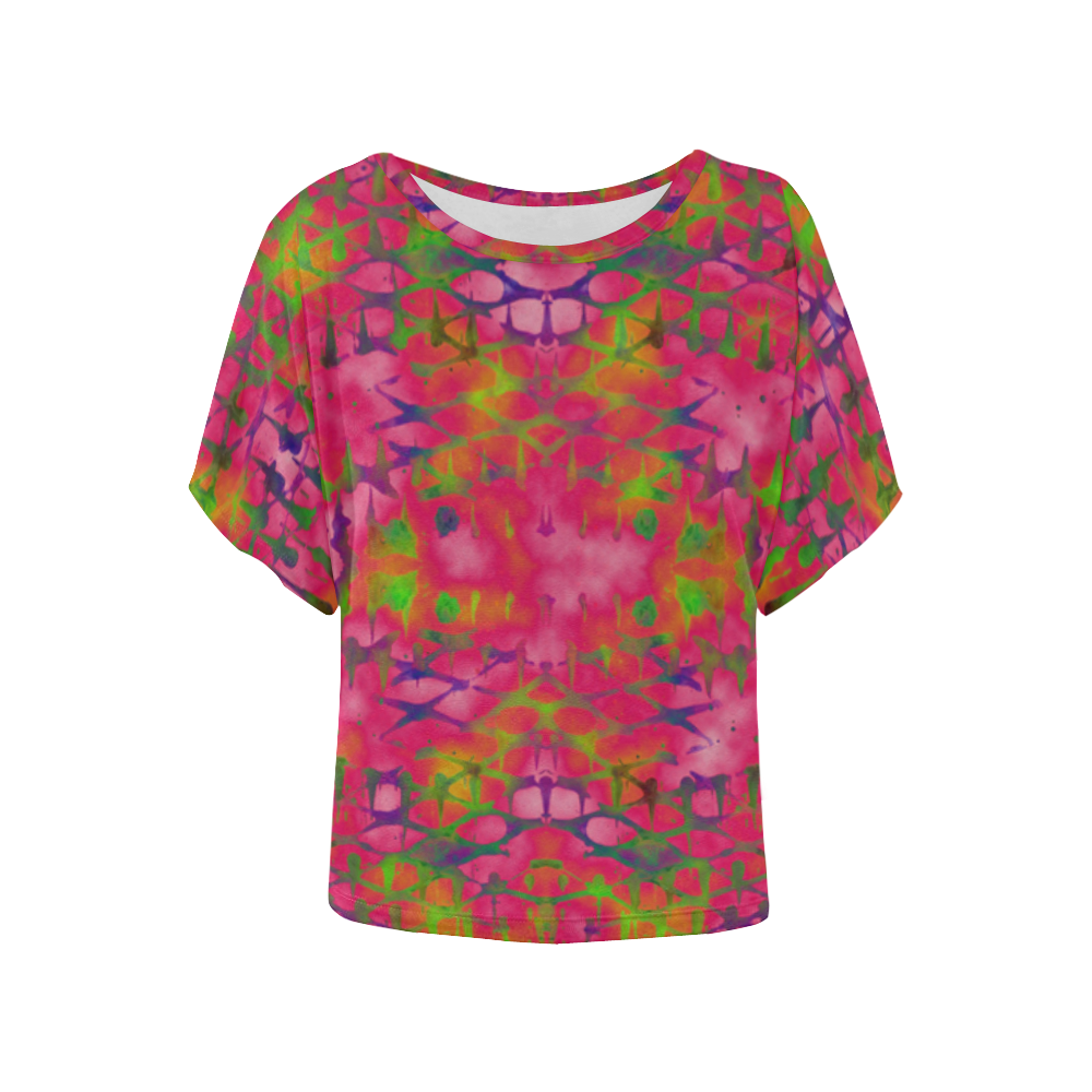 Field of Flowers Women's Batwing-Sleeved Blouse T shirt (Model T44)