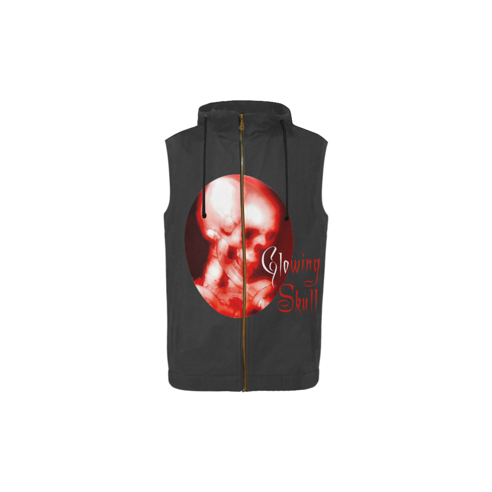 glowing skull sleeveless hoodie black All Over Print Sleeveless Zip Up Hoodie for Kid (Model H16)