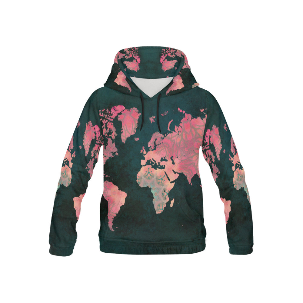 map of the world All Over Print Hoodie for Kid (USA Size) (Model H13)