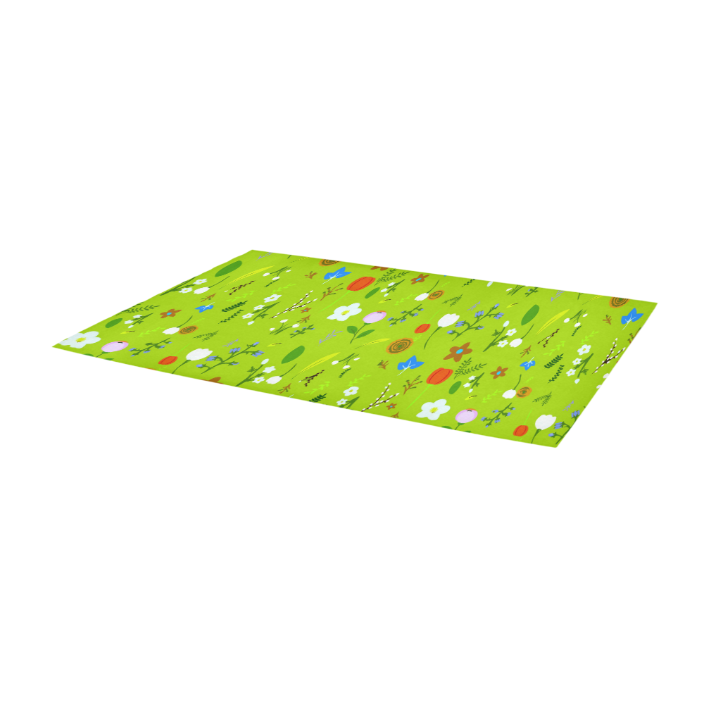 Blue Green Red Floral Fantasy Pattern Area Rug 9'6''x3'3''