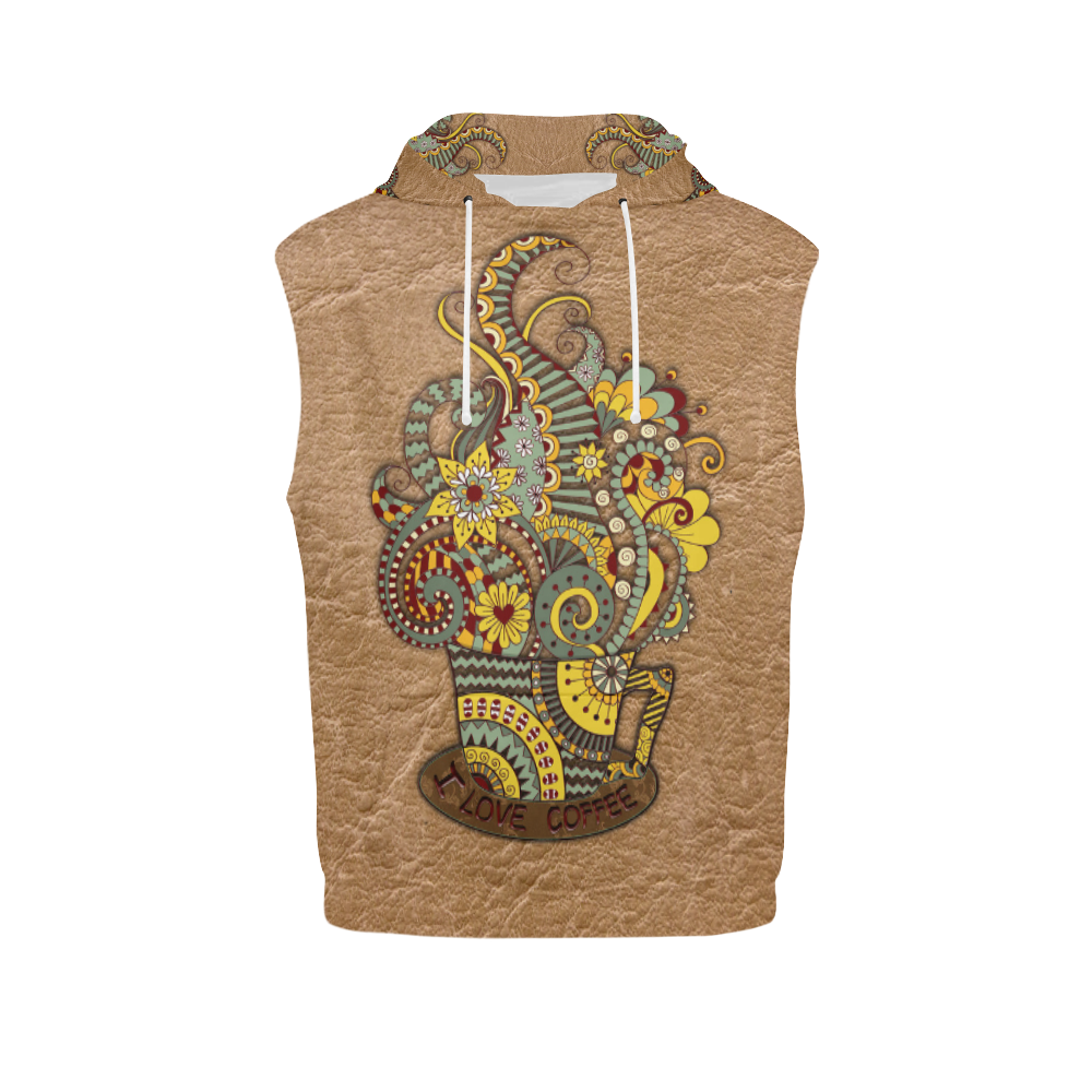 for coffee lovers All Over Print Sleeveless Hoodie for Men (Model H15)