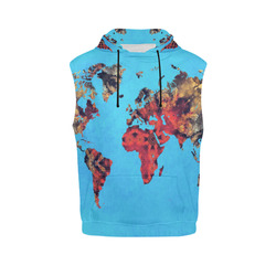 map of the world All Over Print Sleeveless Hoodie for Women (Model H15)