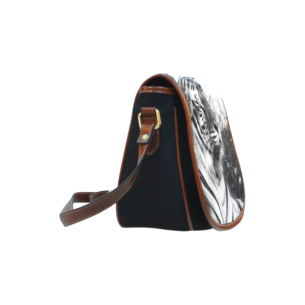 bengal tiger b/w saddle bag Saddle Bag/Small (Model 1649)(Flap Customization)