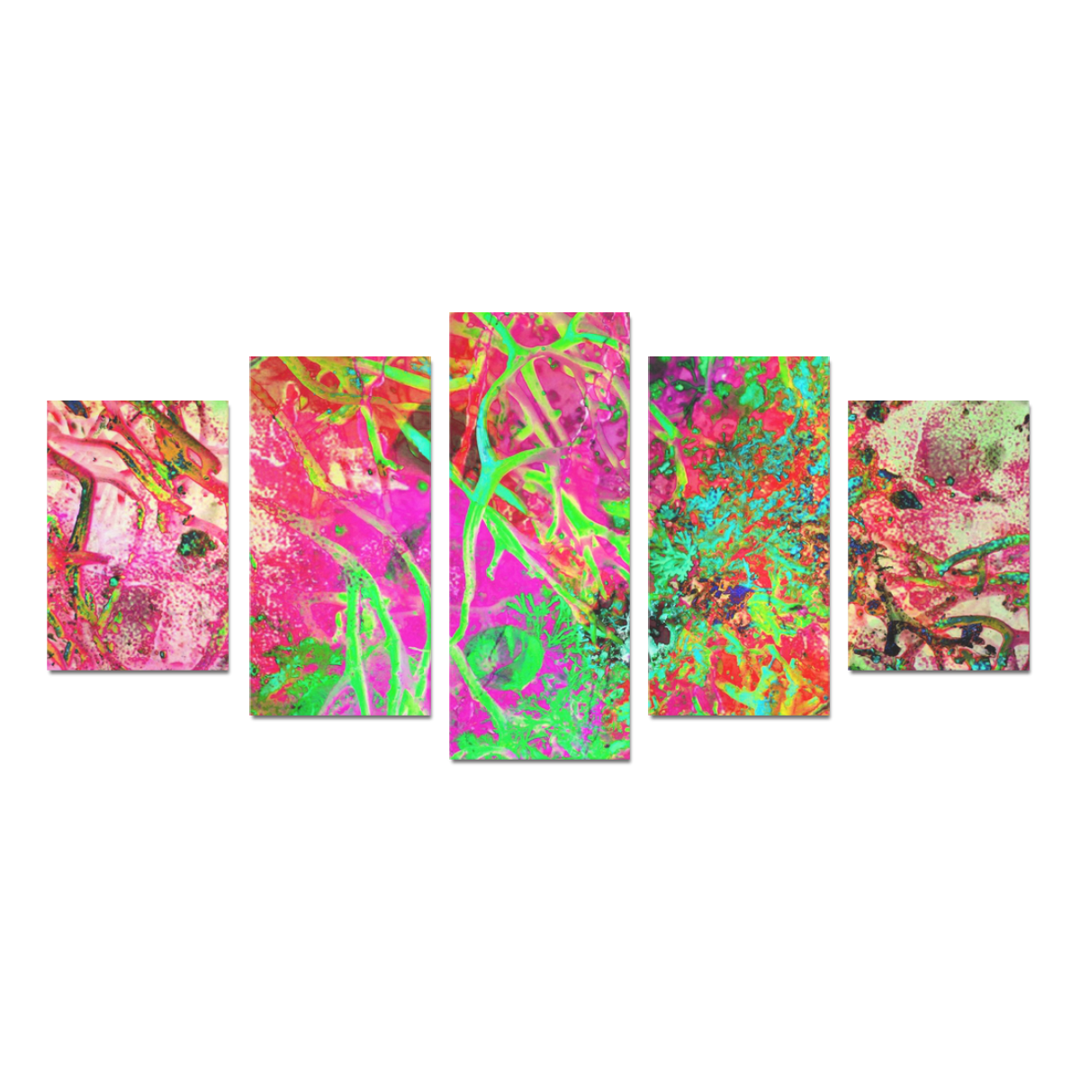 Sea weed in Neon Canvas set by Martina Webster Canvas Print Sets D (No Frame)