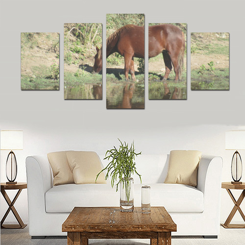 Wild Horse Reflection Canvas Set by Martina Webster Canvas Print Sets D (No Frame)