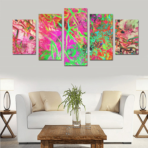 Sea weed in Neon Canvas set by Martina Webster Canvas Print Sets D (No Frame)
