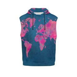 map of the world All Over Print Sleeveless Hoodie for Men (Model H15)