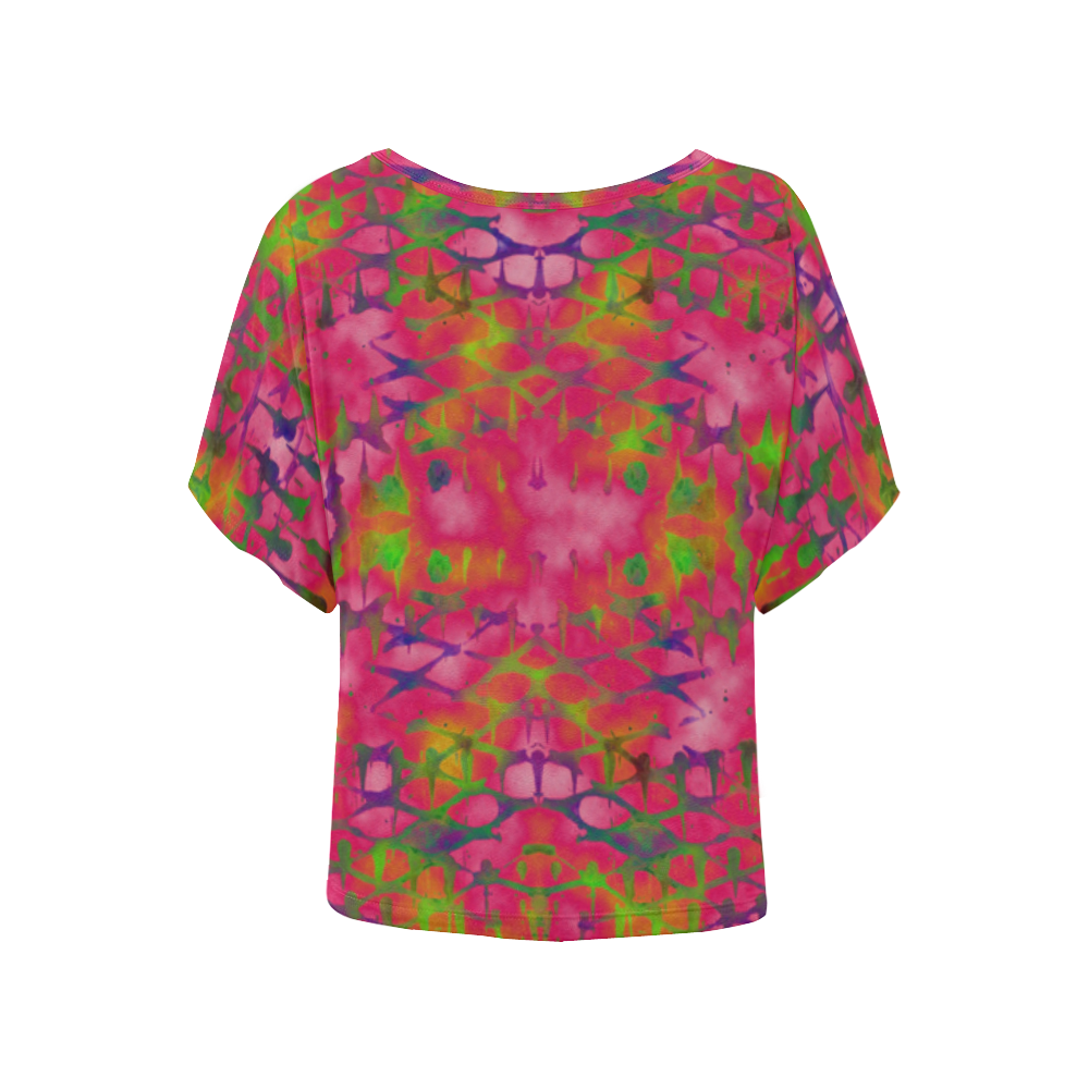 Field of Flowers Women's Batwing-Sleeved Blouse T shirt (Model T44)