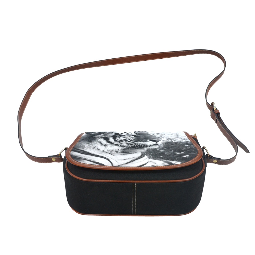 bengal tiger b/w saddle bag Saddle Bag/Small (Model 1649)(Flap Customization)
