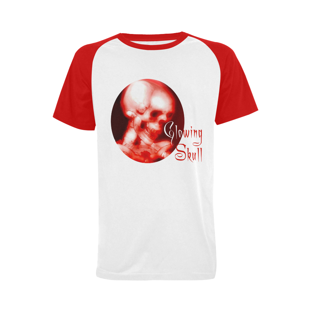 glowing skull raglan t red Men's Raglan T-shirt Big Size (USA Size) (Model T11)