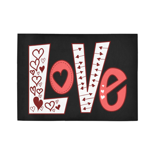 Love Cute Red White Heart Graphic Area Rug7'x5'