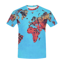 map of the world All Over Print T-Shirt for Men (USA Size) (Model T40)