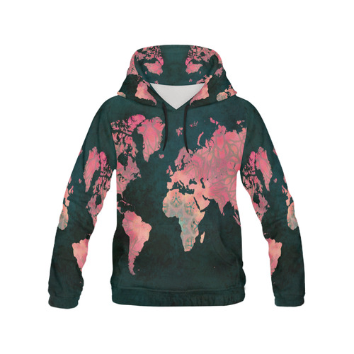 map of the world All Over Print Hoodie for Women (USA Size) (Model H13)