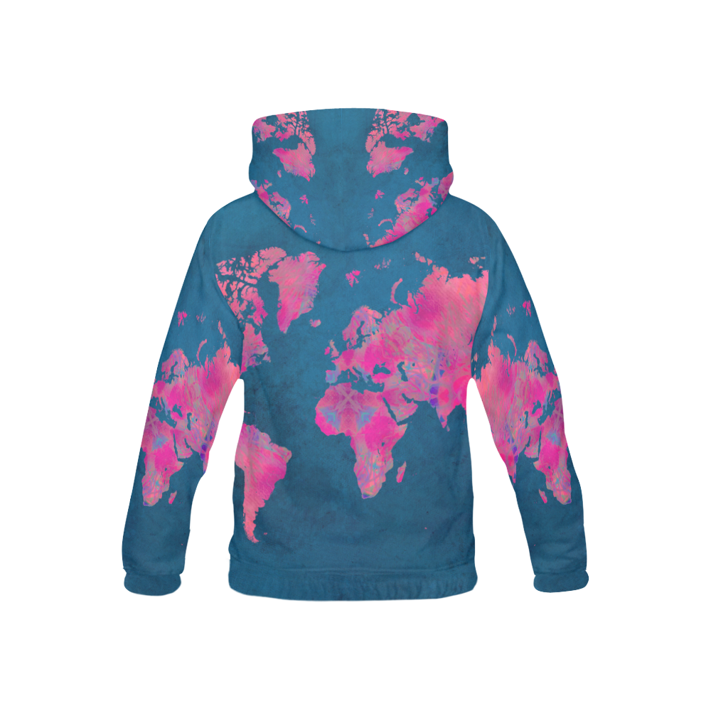 map of the world All Over Print Hoodie for Kid (USA Size) (Model H13)