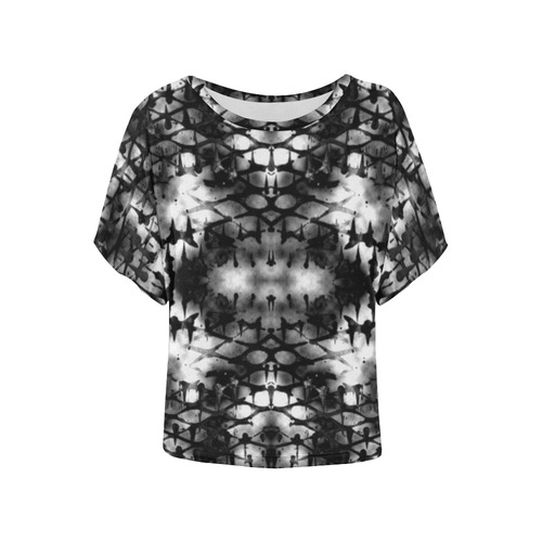 Field of Black and White TV Women's Batwing-Sleeved Blouse T shirt (Model T44)