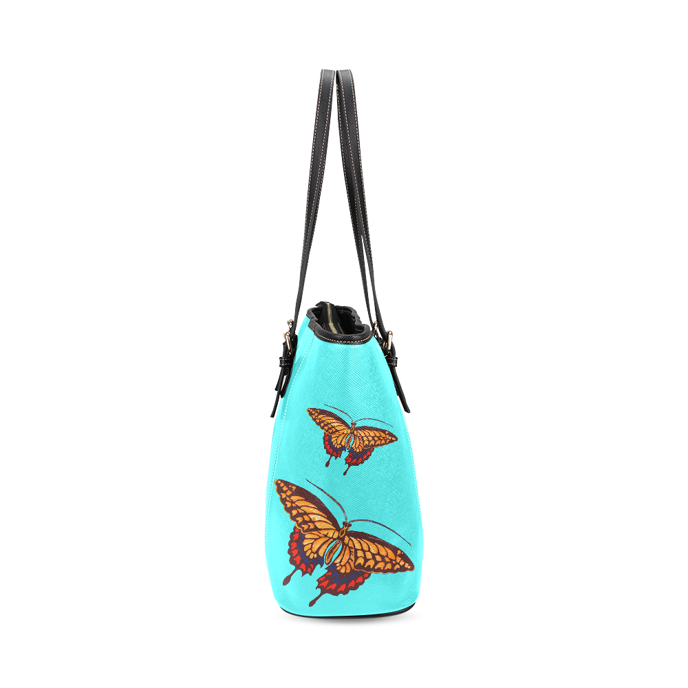 Swallowtails in the Sky Small Tote Leather Tote Bag/Small (Model 1640)