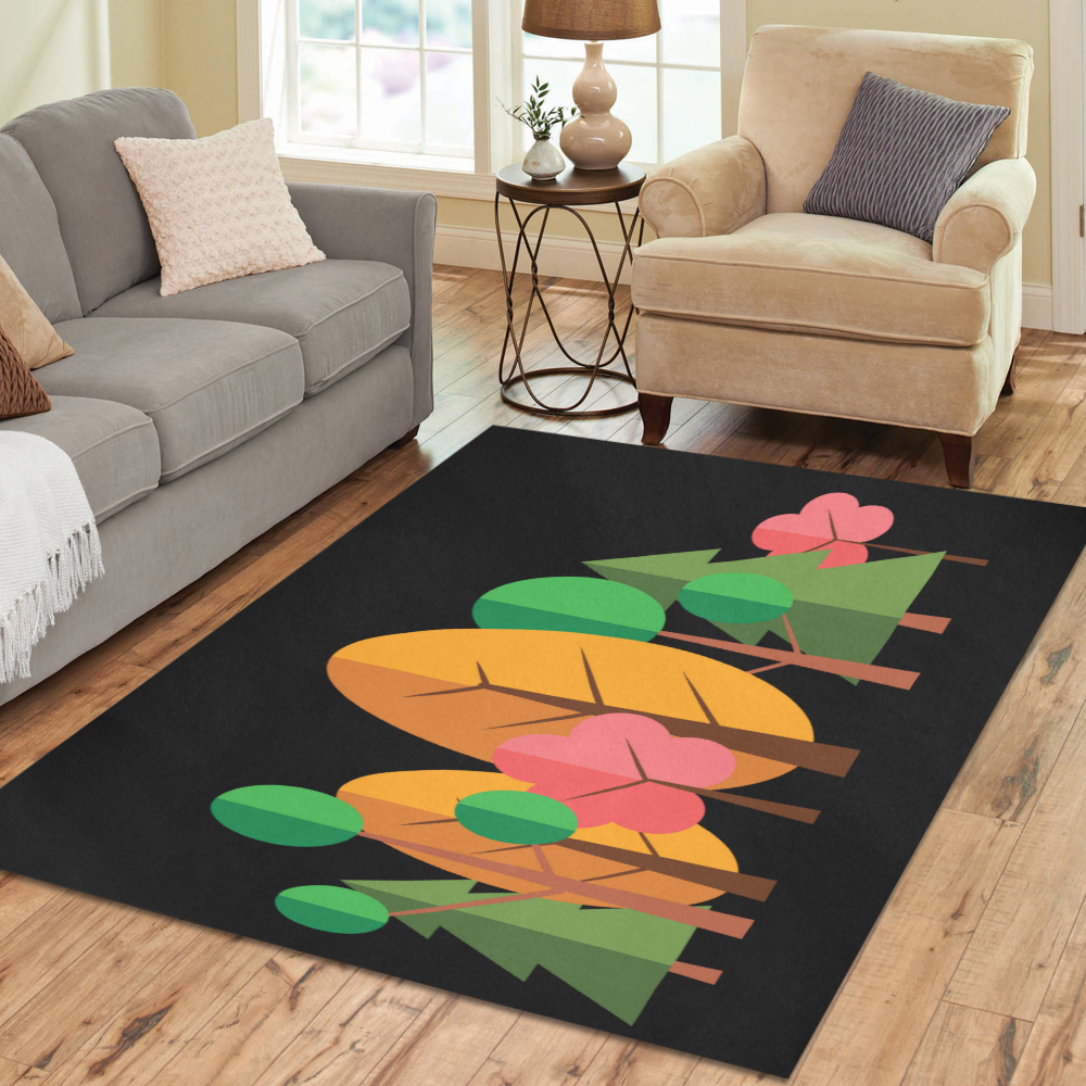 Autumn Trees Nature Forest Area Rug7'x5'
