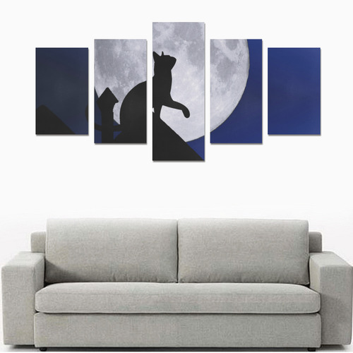 Moon Cat Canvas Print Sets C (No Frame)