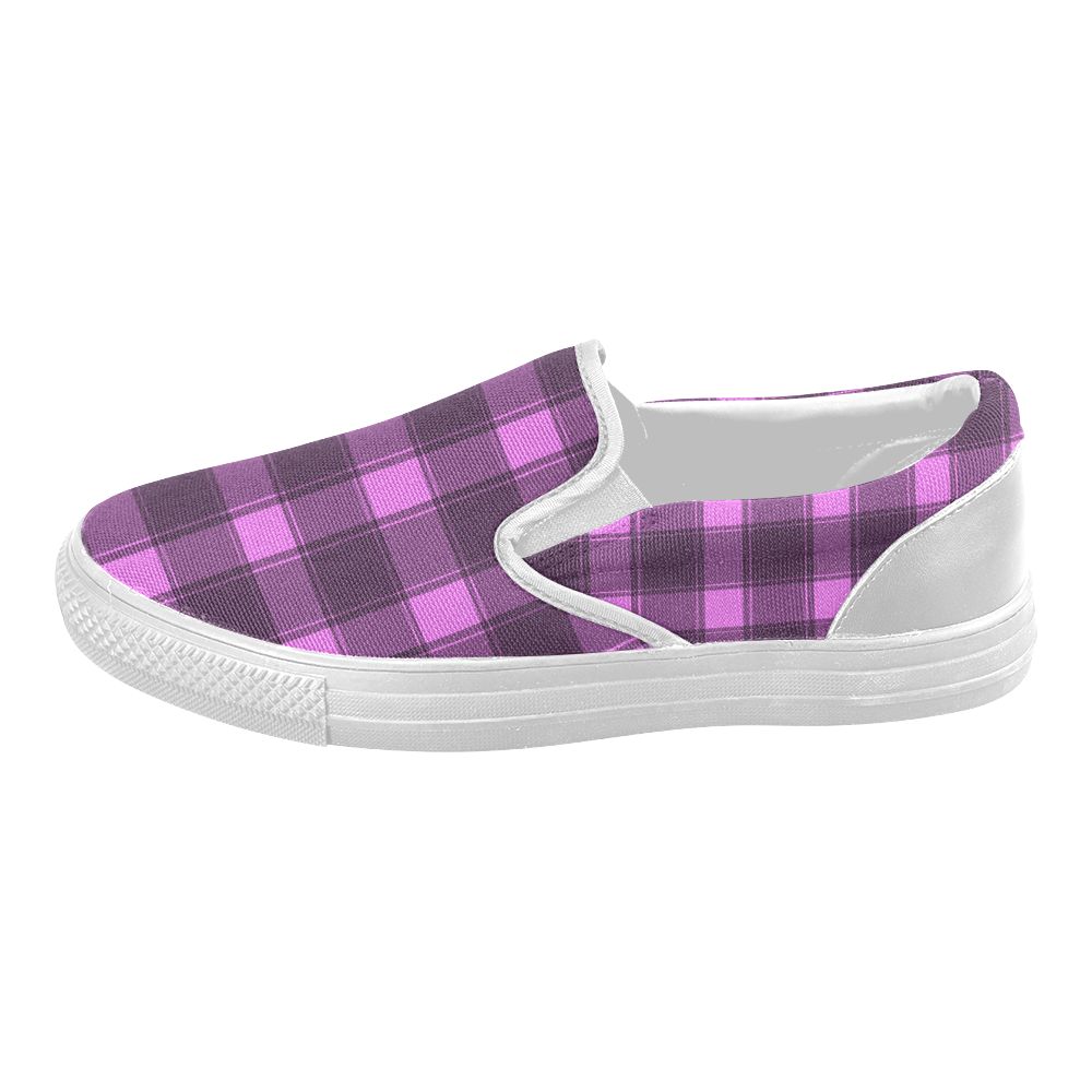 Plaid Pink Women's Slip-on Canvas Shoes (Model 019)