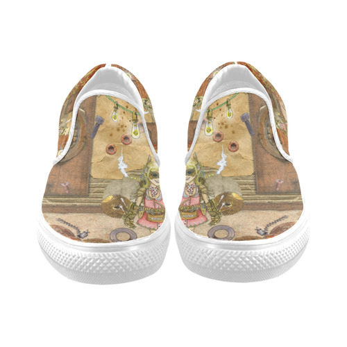 Steam Punk Women's Slip-on Canvas Shoes (Model 019)