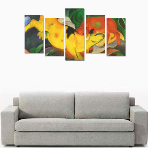 Red Yellow Green Cows by Franz Marc Canvas Print Sets E (No Frame)