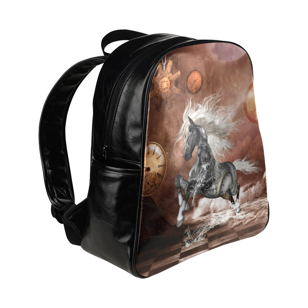 Amazing steampunk horse, silver Multi-Pockets Backpack (Model 1636)