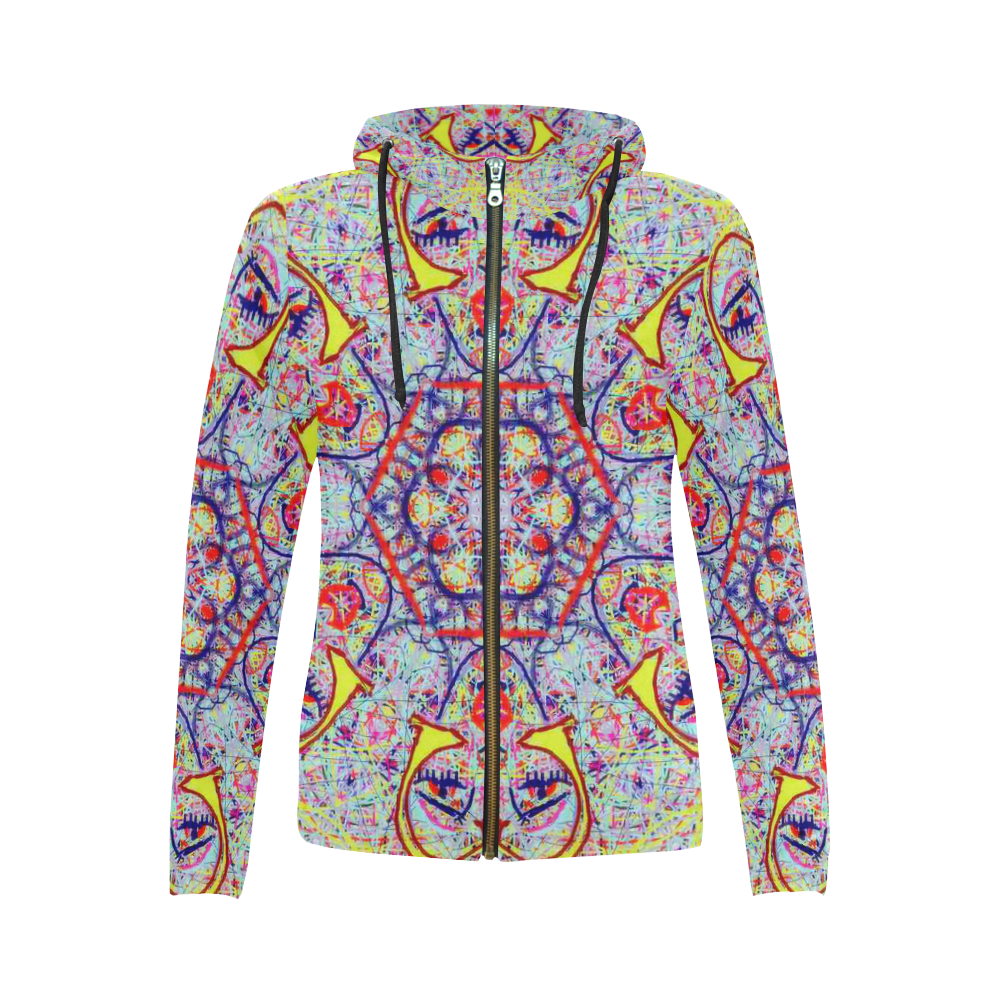 Thleudron Women's Charleston All Over Print Full Zip Hoodie for Women (Model H14)