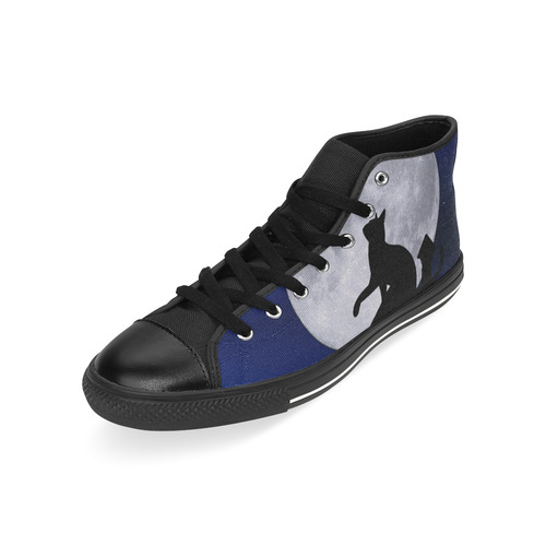 Moon Cat High Top Canvas Women's Shoes/Large Size (Model 017)