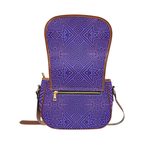 Purple-Black Tribal Pattern Saddle Bag/Large (Model 1649)