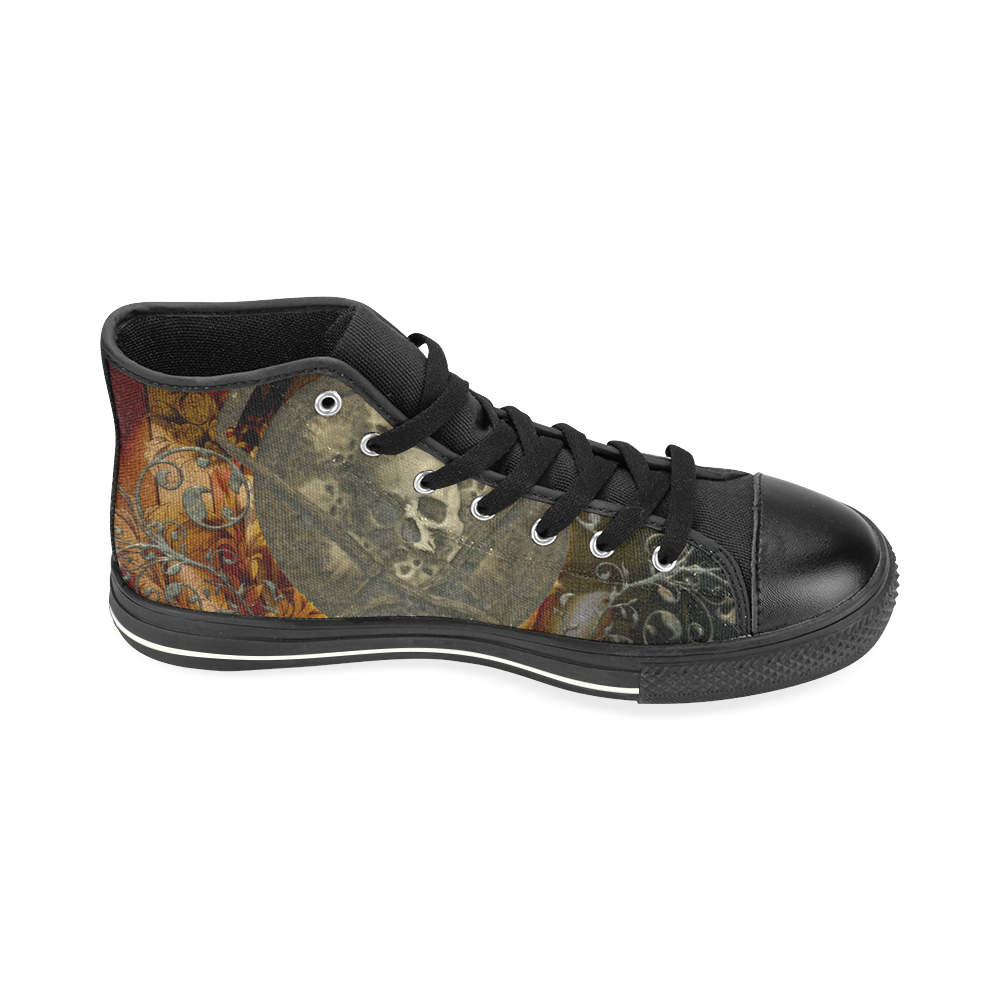 Awesome creepy skulls High Top Canvas Women's Shoes/Large Size (Model 017)
