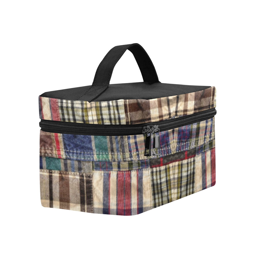 patchwork plaid / tartan Cosmetic Bag/Large (Model 1658)